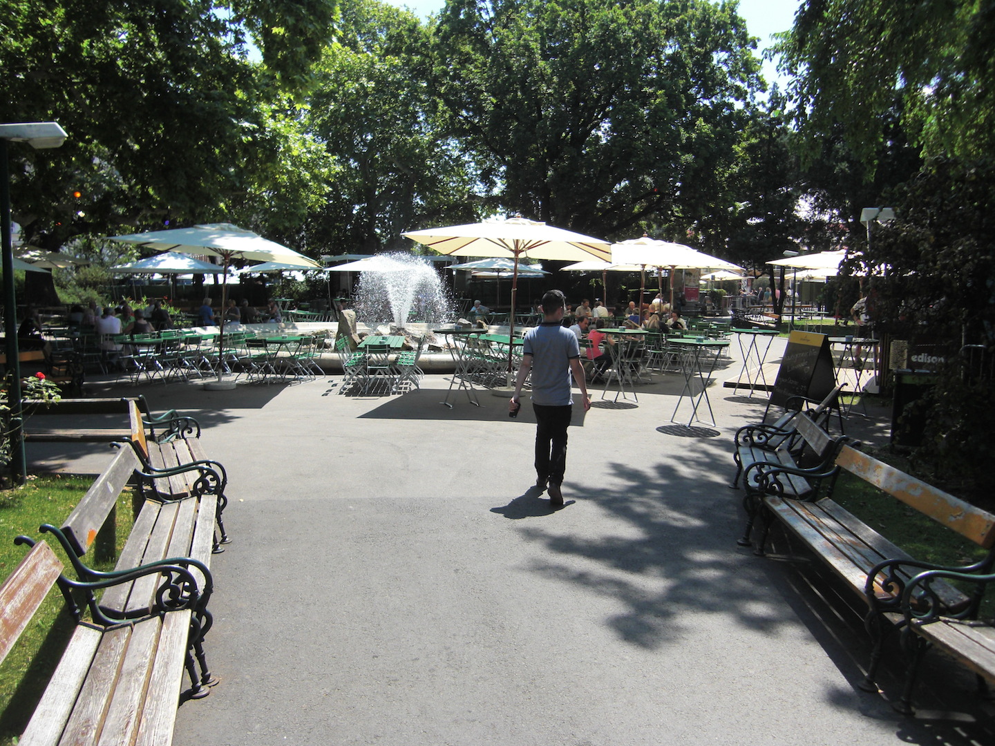 A stroll in Vienna's Rathausplatz garden. Designing for this kind of leisure, pleasure, and play is anything but a 'bullshit job.' Photo by author