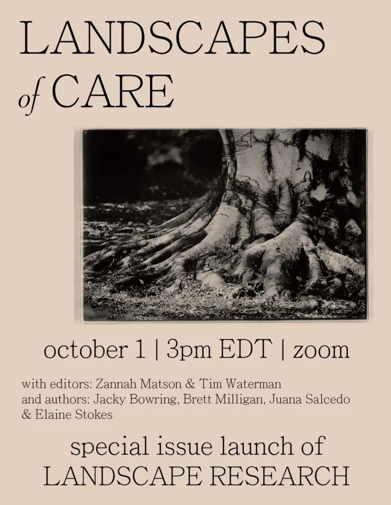Landscape Research Journal Special Issue Launch: ‘Landscapes of Care’